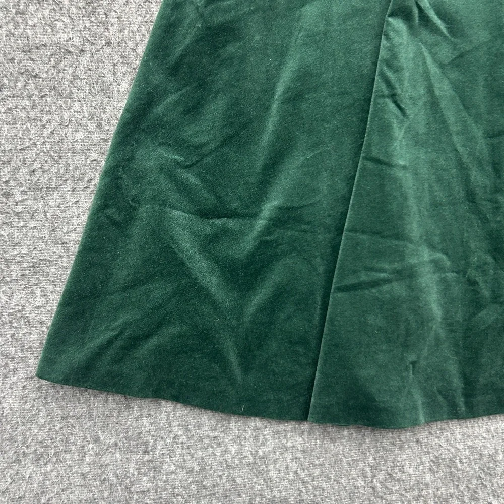 Talbots Green Velvet Dress 6 Dark Academia Coquette Bow Party Skater Christmas - Picture 2 of 11